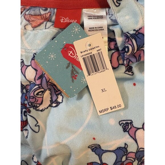 Disney XL Blue Lilo & Stitch Skating Graphic Velour Short Sleeve & Short PJ Set - Picture 10 of 10